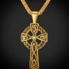 U7 Gold Color Stainless Steel Triquetra Viking Triple Horn Of Odin Jewelry Fashion Cross Irish Knot Men Necklace & Pendant P754 Necklaces 7