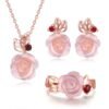 Flower Rose Quartz Gemstones 18K Rose Gold Plated Fine Jewelry silver set Necklaces 11 Flower Rose Quartz Gemstones 18K Rose Gold Plated Fine Jewelry silver set Necklaces 11