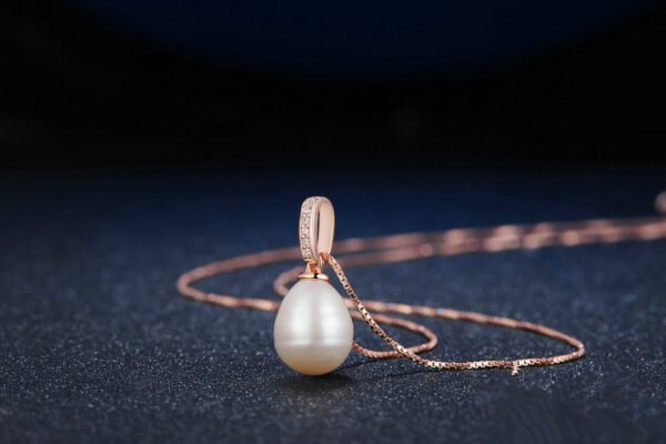 Natural Freshwater White Pearl Rose Gold Pendant Accessories 4