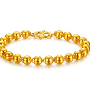 Men’s round bead bracelet with 24k gold imitation Bracelets