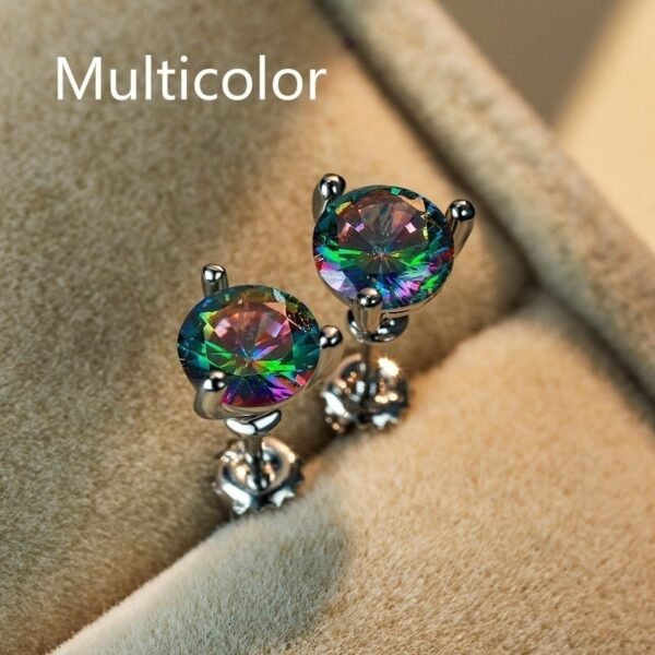Stud Earrings Men’s White Gold 8mm Diamond Three Claw Stud Earrings Earrings 4