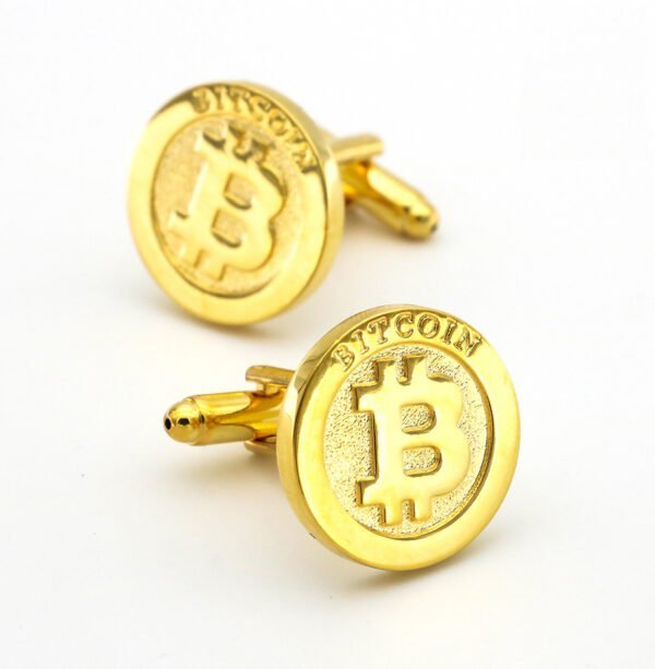 Men’s Gold Bitcoin Cufflinks Spot Business Accessories 4