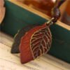 Sweater chain long necklace leather leaf Necklaces 14