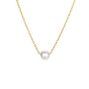 Simple Pearl Pendant Stainless Steel Gold Plated Necklace Necklaces