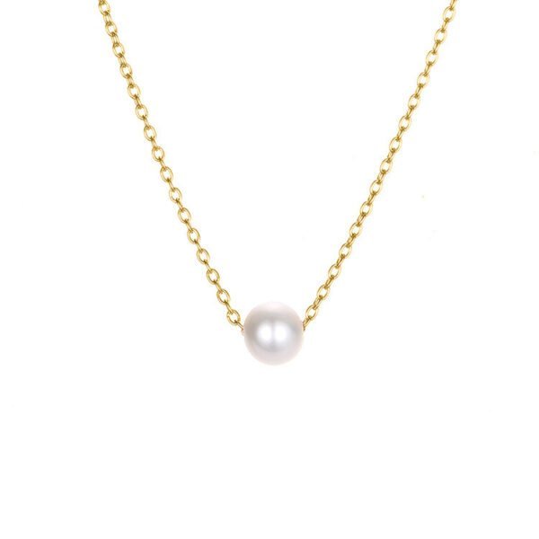 Simple Pearl Pendant Stainless Steel Gold Plated Necklace Necklaces 3