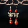 Ladies butterfly vintage red agate earrings Earrings 9