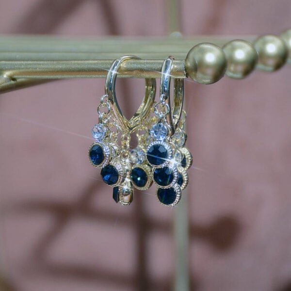 925 Silver Pin Earrings Blue Tassel Ear Clip Earrings 7