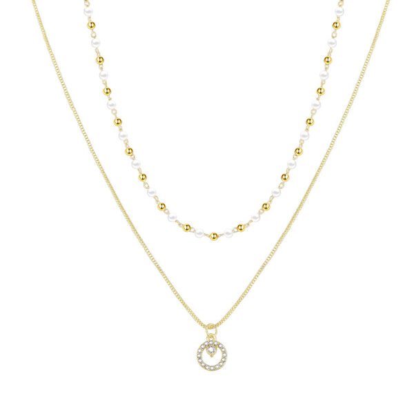 Ins Cold Wind Double Pearl Ring Pendant Necklace Necklaces 4