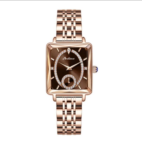 Fashionable Rose Gold Square Women’s Diamond Two-pin Half Watch watches 10