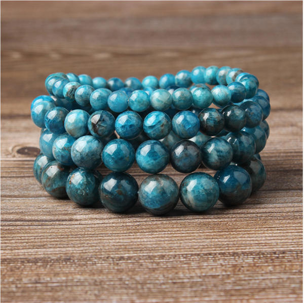 Natural Blue Apatite Bracelets Are Suitable For Men And Women To Wear Elastic Beaded Jewelry Bracelets 4
