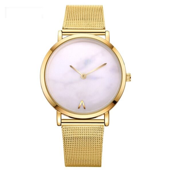 Vansvar fashion brand silver and gold mesh band creative marble wristwatch casual women quartz watches gift relogio feminino watches 8
