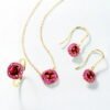 Silver Plated 9K Yellow Gold Inlaid Garnet Clavicle Chain Accessories 9