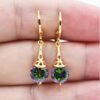 Gold Plated Stone Pierced Dangle Earrings Earrings 15