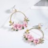 Trendy Cute Pink Flower Earrings For Women Girls Jewelry Female Rhinestone Gold Metal Round Circle Earrings Gift Earrings 17 Trendy Cute Pink Flower Earrings For Women Girls Jewelry Female Rhinestone Gold Metal Round Circle Earrings Gift Earrings 17