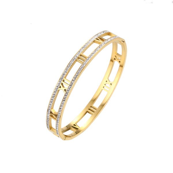 Titanium Steel Electroplated 18K Real Gold Roman Numerals Bracelet Bracelets 8