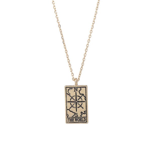 Tarot Pendant Necklace Vintage Tarot Collarbone Chain Gold Silver Necklaces 11