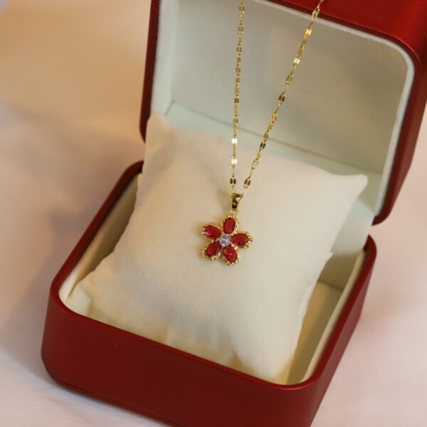 Red Flower Pendant Real Gold Electroplated Necklace Necklaces 5