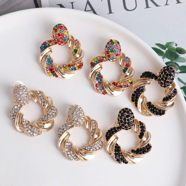 Personality Inlaid Earrings Irregular Metal Earrings 3