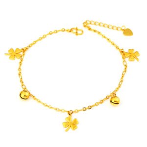 Four Leaf Clover Vietnam Sand Gold Anklet Necklaces