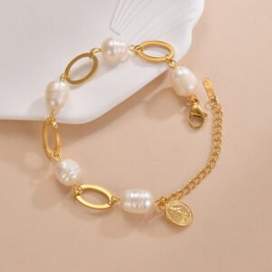 Cold 14K Gold Baroque Pearl Bracelet Bracelets