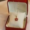 Red Flower Pendant Real Gold Electroplated Necklace Necklaces 10