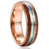 Rose Gold Inlaid Acacia Wood Opal Dome Tungsten Steel Ring Rings 9 Rose Gold Inlaid Acacia Wood Opal Dome Tungsten Steel Ring Rings 9