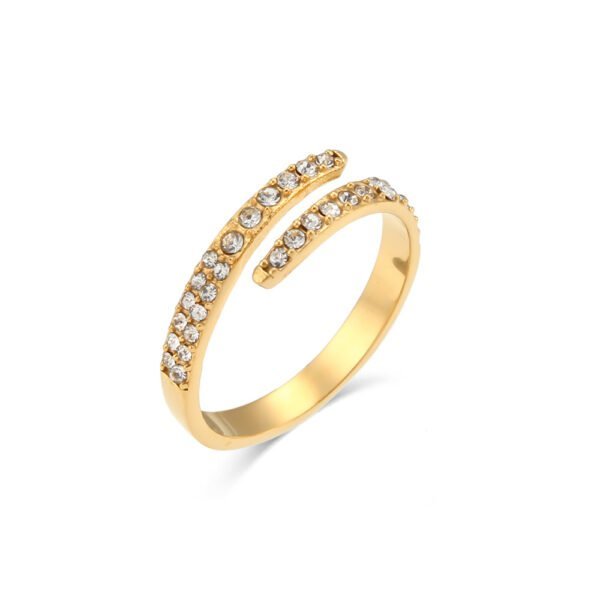 Gold-plated Diamond Personality Simple Open-end Zircon Ring Rings 7