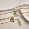 Heart Maple Bear Pendant Multilayer Twisted Chain Necklace Necklaces 11
