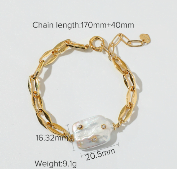 Freshwater Pearl Bracelet Mini Zircon Inlaid Pearl Pendant Gold-plated Bracelet Bracelets 12