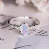Round Opal Zinc Alloy Plating Ring Rings 7