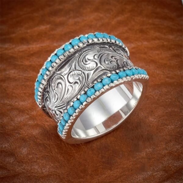 Fashion Simple Retro Love Turquoise Ring Rings 9