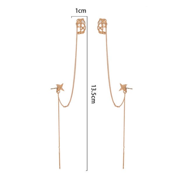 Geometric Tassel Earrings Women’s Long Diamond Inlaid New Fashion Net Red Temperament Earrings Face Show Thin Ear Line Jewelry Earrings 9
