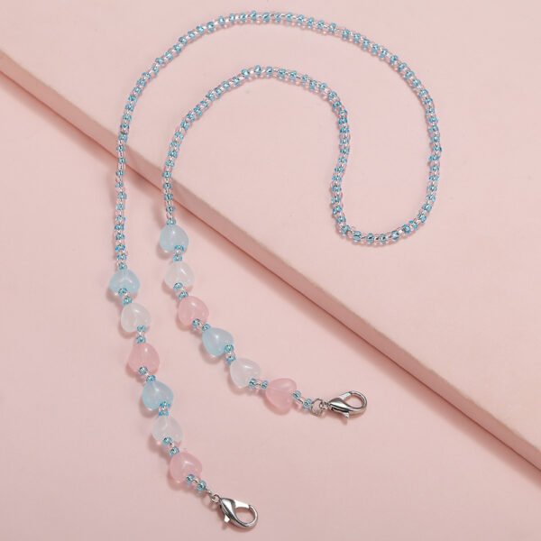 Children’s Anti-lost Multi-purpose Peach Heart Acrylic Bead Mask Chain Necklaces 3