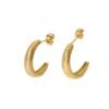 18K Gold-plated Croissant Earrings Stainless Steel Thin C-shaped Hoop Earrings Female Jewelry Earrings 9