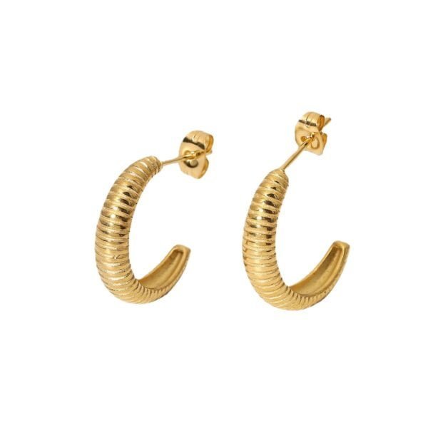 18K Gold-plated Croissant Earrings Stainless Steel Thin C-shaped Hoop Earrings Female Jewelry Earrings 4