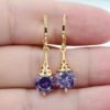 Gold Plated Stone Pierced Dangle Earrings Earrings 14