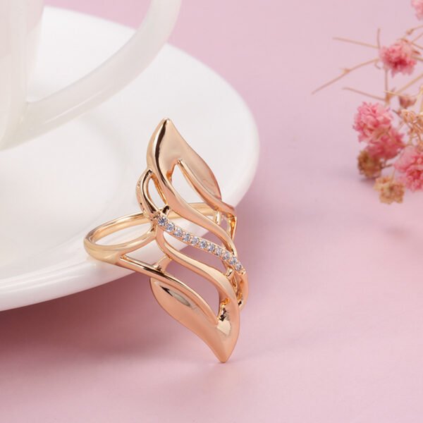 Zircon Rose Gold Hollow Flame Ring For Women Rings 5