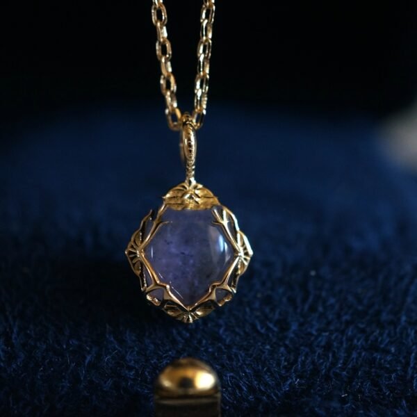 Natural Amethyst Pull Feldspar Inlaid With 925 Silver Gold Plated Chain Accessories 6