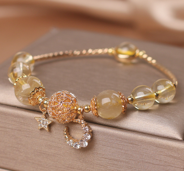 Natural Citrine Gold Gem Quartz Bracelet Women’s Light Luxury Star Moon Crystal Accessories Bracelets 8