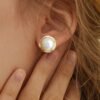 Pearl 14K Real Gold Plated Pearl Stud Earrings 925 Silver Earrings 8