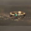 S925 Sterling Silver 14K Yellow Gold Plated Emerald Ring Rings 8