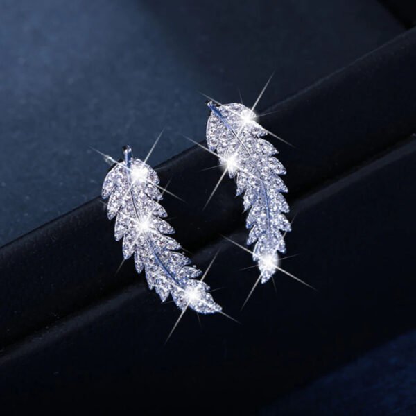 Zircon gold and silver leaf earrings Korean fashion ladies Earrings 10