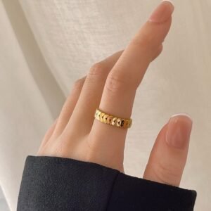 18K Gold Ring Women’s Non-fading High-grade Cold Wind Wheat Rings