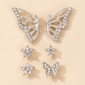 Diamond-studded Beautiful Temperament Butterfly Personalized Silver Earrings Earrings