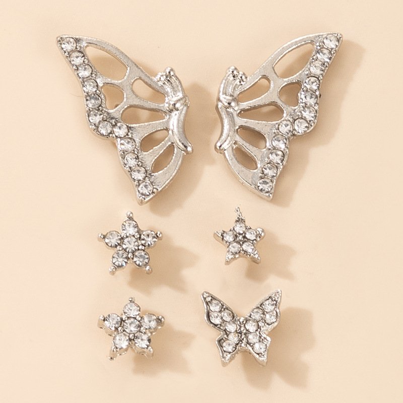Diamond-studded Beautiful Temperament Butterfly Personalized Silver Earrings Earrings 3 Diamond-studded Beautiful Temperament Butterfly Personalized Silver Earrings Earrings 3