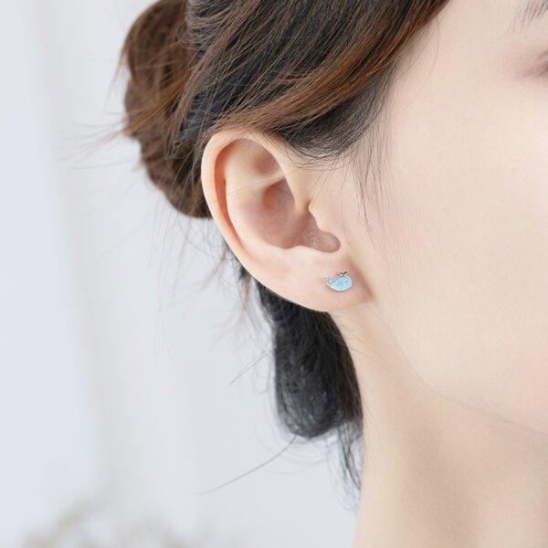 S925 sterling silver spray whale earrings Earrings 4