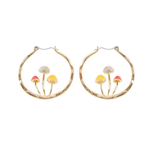 Unique Earring for Women Cute Three Mushroom Shape Sweet Gold Color Drop Earrings New Design Trendy Ear Jewelry Earrings 3