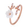 Rose gold plated beautiful temperament zircon branches leaves shell flower ring Rings 9