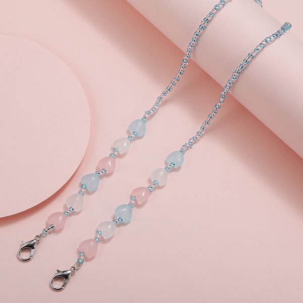 Children’s Anti-lost Multi-purpose Peach Heart Acrylic Bead Mask Chain Necklaces 5