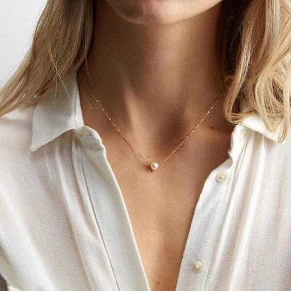 Simple Pearl Pendant Stainless Steel Gold Plated Necklace Necklaces 4